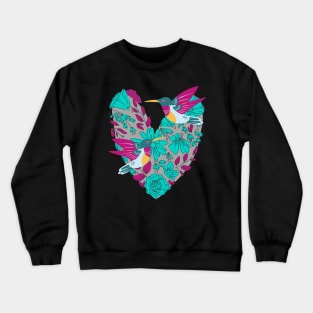 Flying Hummingbirds With Flowers Crewneck Sweatshirt